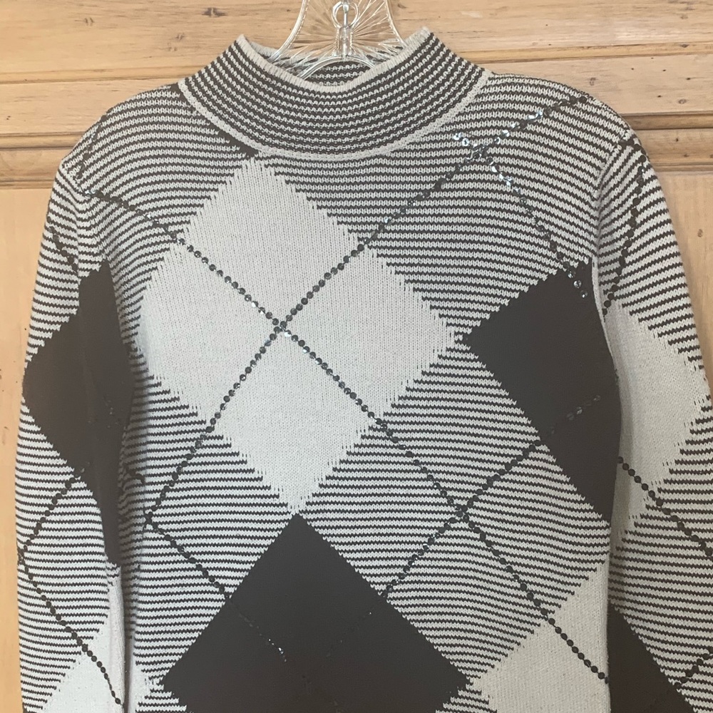 Talbots Black/White Sequined Sweater PS